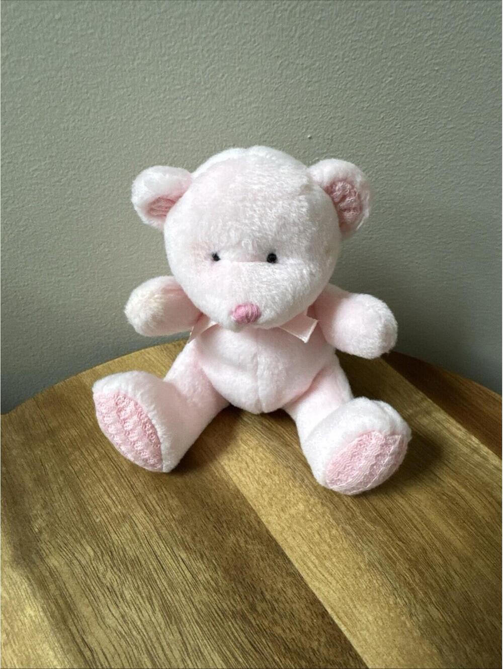 VTG Baby Russ Pink Teddy Bear Plush | Squeaker | Waffle Feet | 4" Mini